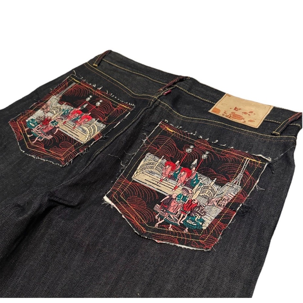Rare RMC Selvedge Denim Shorts Men Blue Excellent Embroidered Dark Wash 38